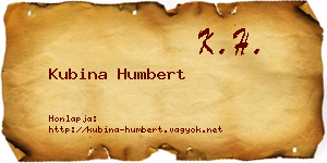 Kubina Humbert névjegykártya